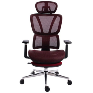 Black Bull Mesh Office and Gaming Chair with Footrest, Adjustable Headrest and 3D Armrest - Black/Red