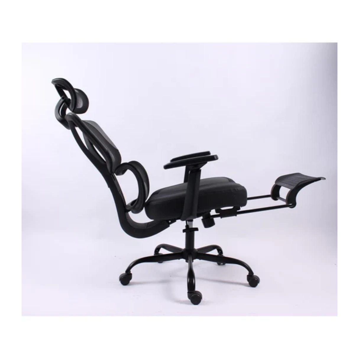 Black Bull Mesh Office and Gaming Chair with Footrest, Adjustable Headrest and 3D Armrest - Black