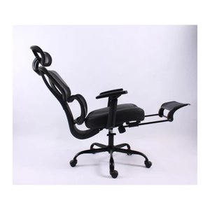 Black Bull Mesh Office and Gaming Chair with Footrest, Adjustable Headrest and 3D Armrest - Black