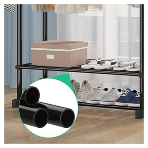 Double Rods Garment Rack With Wheels - Black