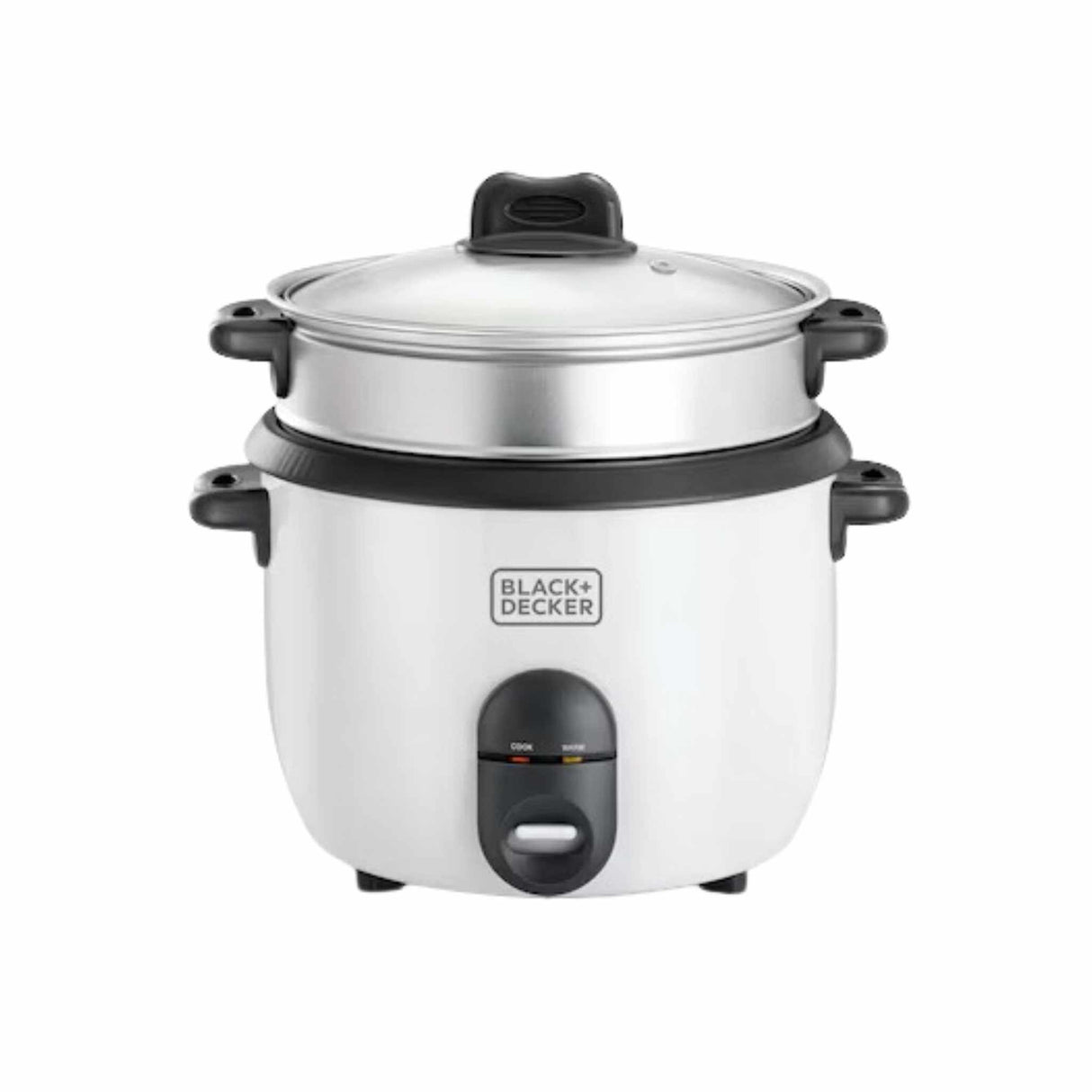 Black+Decker 700W - 1.8L Capacity Rice Cooker Non-Stick Bowl & Steaming Tray With Water Level Indicator