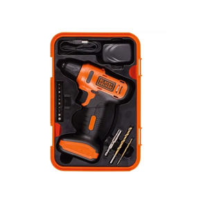 Black+Decker 12V Cordless Drill Driver With 13 Pieces Bits In Kitbox and 5m Tape Measure, 1.5Ah 900 Rpm