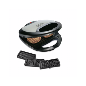 Black+Decker 3in1 Interchangable Sandwich Grill And Waffle Maker 750W - Zayoom