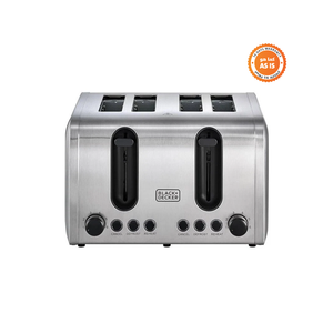 Black+Decker 4 Slice Stainless Steel Toaster 2100W - ASIS