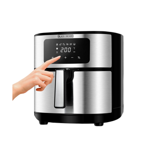 Black+Decker 6-in-1 Air Fryer 5.7L Basket Digital Touch Control 1500W - Stainless Steel - Zayoom