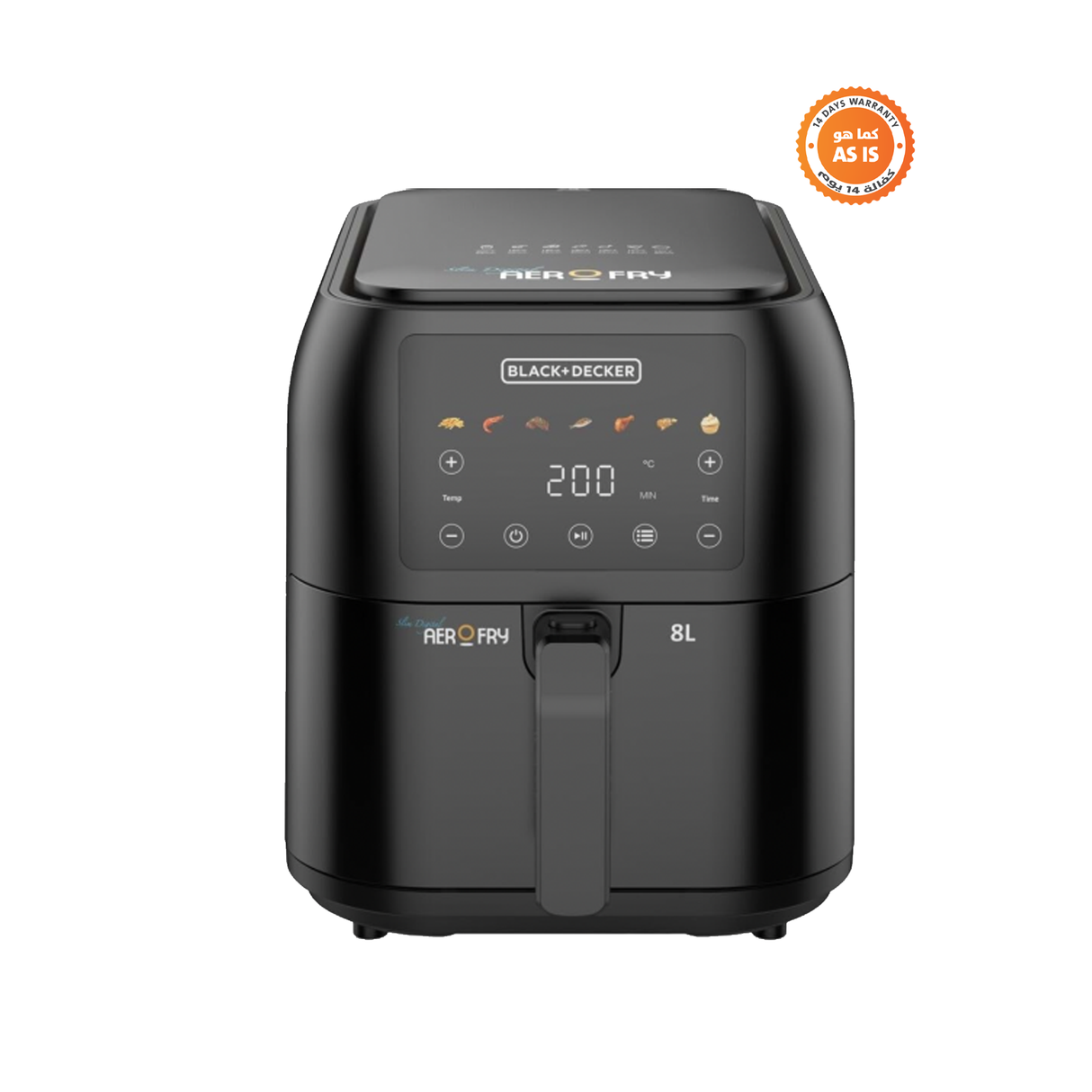 Black+Decker 8L 1700W Slim and Sleek Window AirFryer - SAF80W-B5-ASIS - ASIS