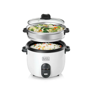 Black+Decker 700W - 1.8L Capacity Rice Cooker Non-Stick Bowl & Steaming Tray With Water Level Indicator