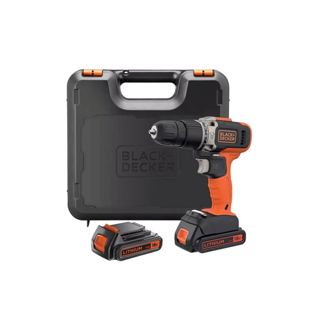 Black+Decker Cordless Hammer Drill 18V + 2 Batteries + KitBox