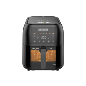Black+Decker Digital Air Fryer With Glass Window 8L Family-Sized Capacity 1700W - Black