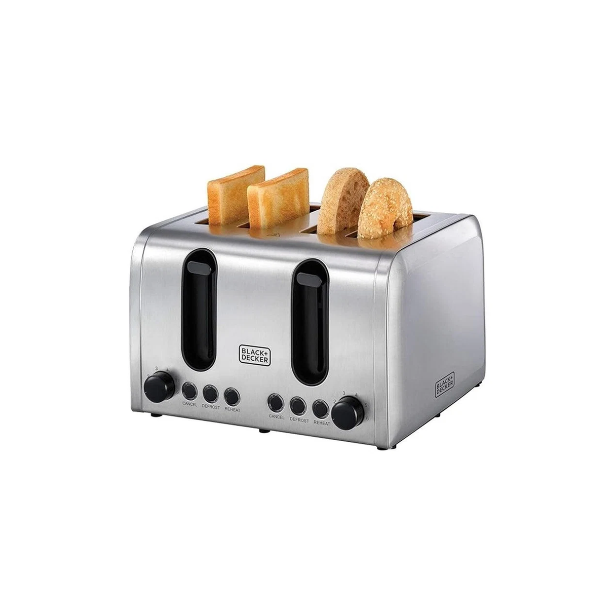 Black+Decker 4 Slice Stainless Steel Toaster 2100W - ASIS