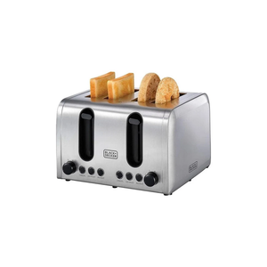 Black+Decker 4 Slice Stainless Steel Toaster 2100W - ASIS