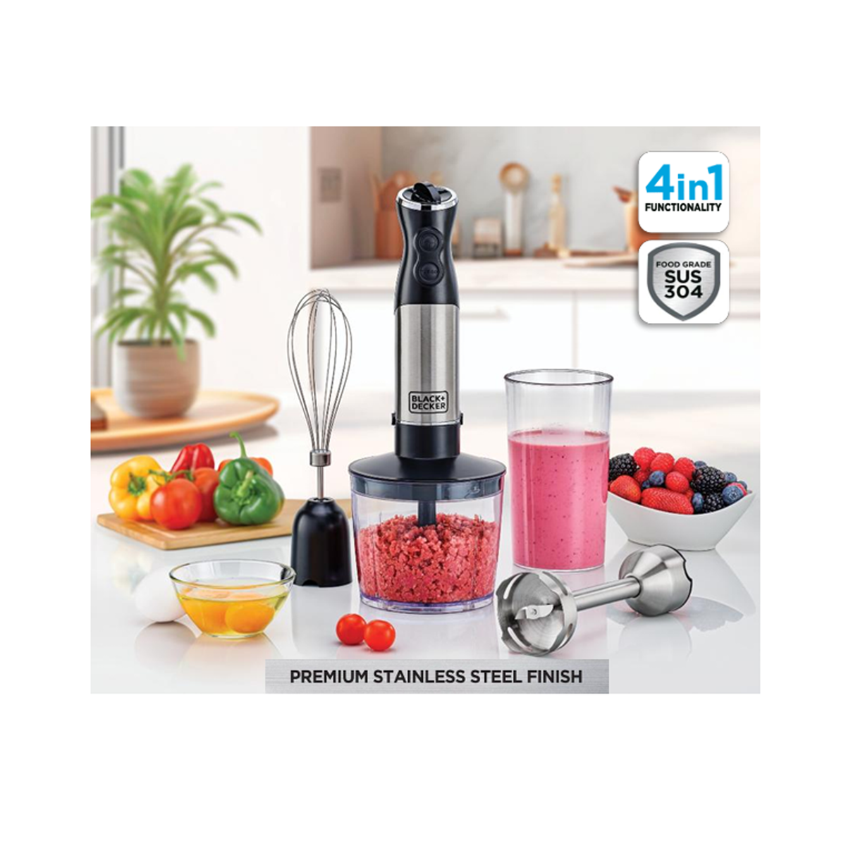  بلاك اند ديكر ‏4 في 1 خلاط يدوي متعدد الاستخدامات بقدرة 1000 واط 