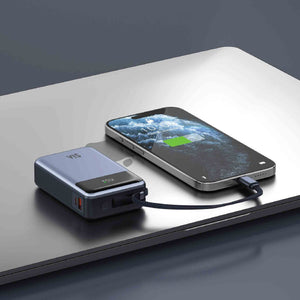 SIA Volt Link SIPB65WTC-GR Power Bank 20K mAh 65W PD/PPS/QC With BuilT In Type-C Cable - Gray - Zayoom