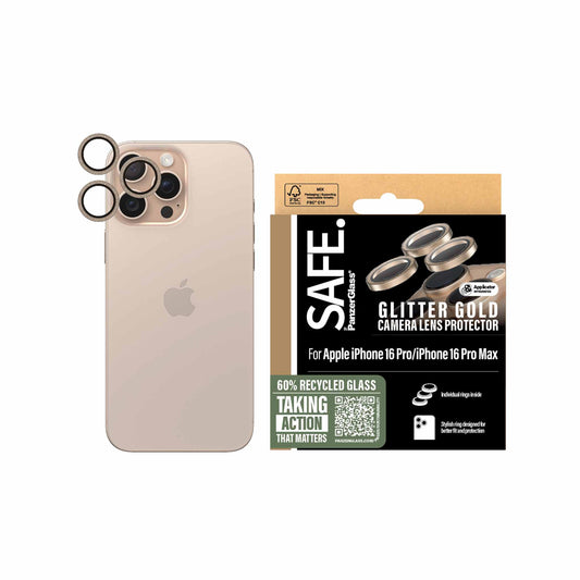 PanzerGlass® Camera Lens Protector Glitter Gold for iPhone 16 Pro and 16 Pro Max- 6.3 Inch | 6.9 Inch