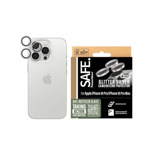 PanzerGlass® Camera Lens Protector Glitter Silver for iPhone 16 Pro and 16 Pro Max - 6.3 Inch | 6.9 Inch