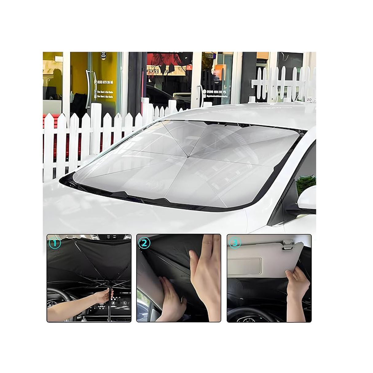 Car Windshield Sun Shade With Uv Protection for CarSuvTruck 1.4M X 80Cm