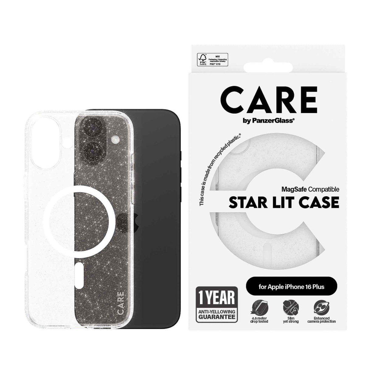 PanzerGlass® Case Flagship Star Lit w. White MagSafe for iPhone 16 Plus - 6.7 Inch - Zayoom
