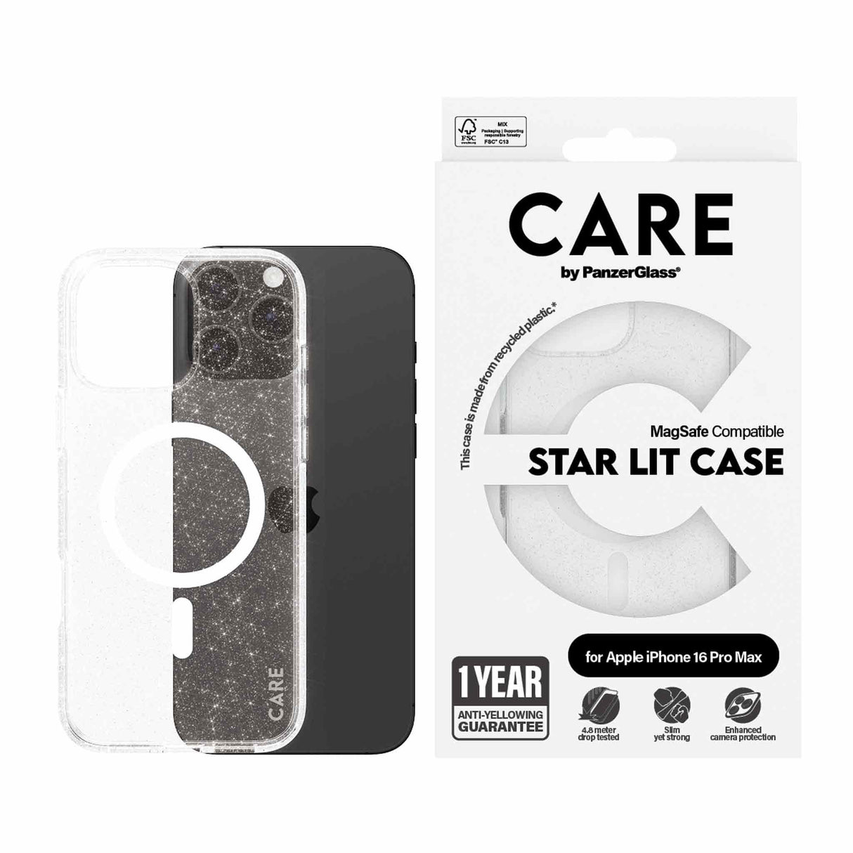 PanzerGlass® Case Flagship Star Lit w. White MagSafe for iPhone 16 Pro Max - 6.9 Inch - Zayoom