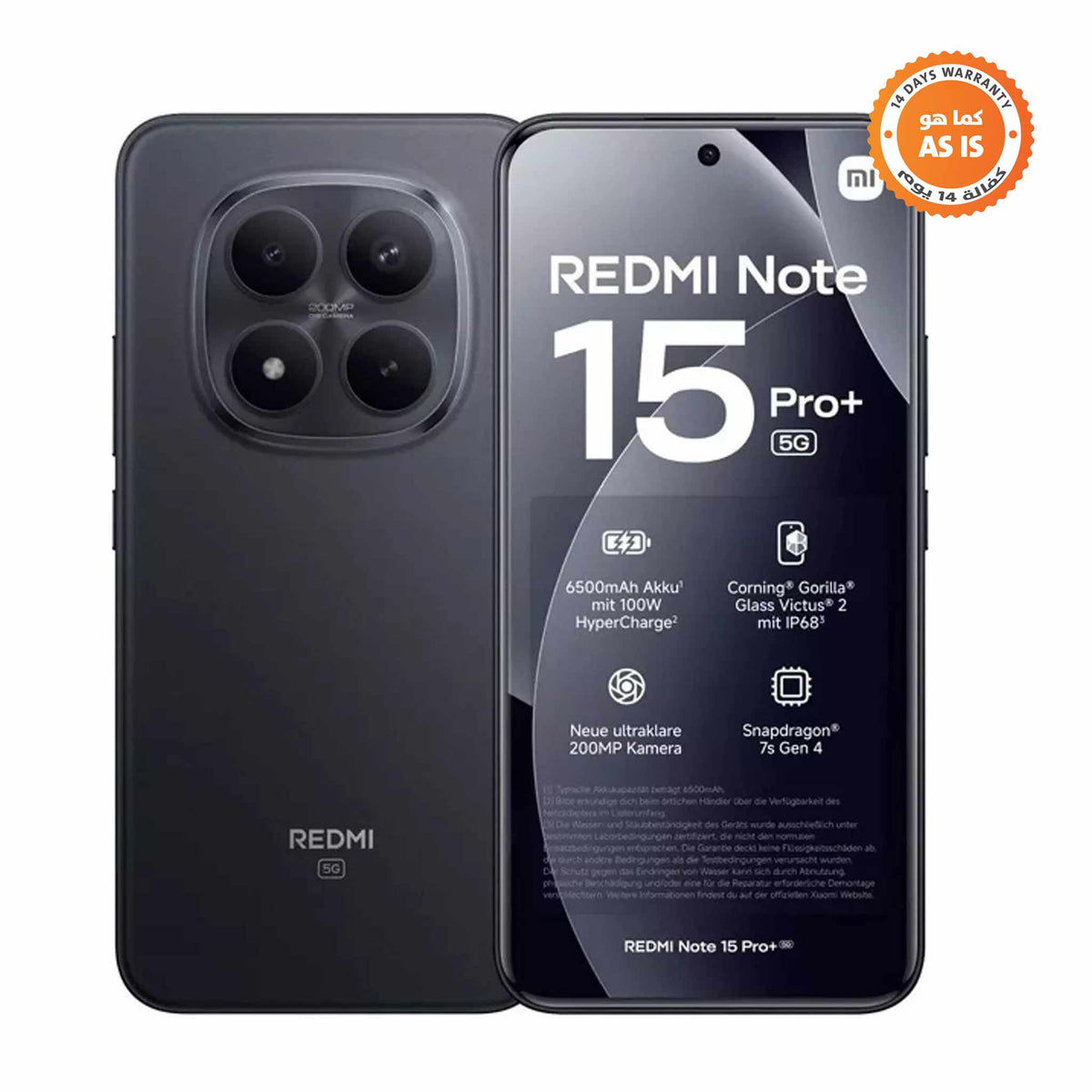 Xiaomi Redmi Note 15 Pro+ 5G - 12G + 512G - Mobile - Black -AS IS