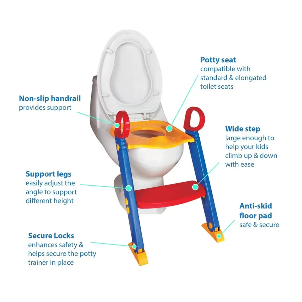Childrens Potty Training Seat With Foldable Step Ladder - Adjustable Height - Non-Slip Design for Toddlers and Kids & Baby Toilet Training