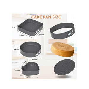 Coated Spring Form Cake Mould Pan Set,Heart Round and Square Shape Cake Maker