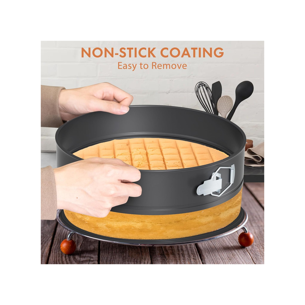 Coated Spring Form Cake Mould Pan Set,Heart Round and Square Shape Cake Maker