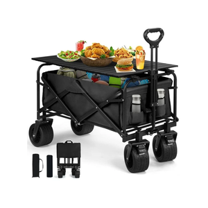 عربة شاطئ قابلة للطي قوية التحمل مزودة بعجلات تدور 180 درجة
