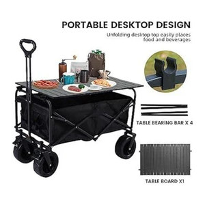 عربة شاطئ قابلة للطي قوية التحمل مزودة بعجلات تدور 180 درجة
