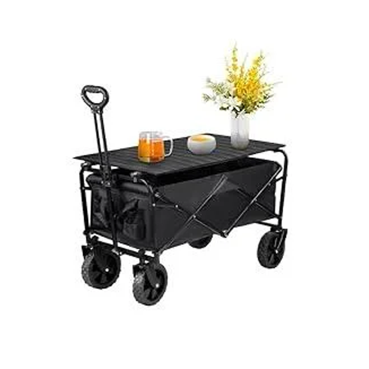 عربة شاطئ قابلة للطي قوية التحمل مزودة بعجلات تدور 180 درجة
