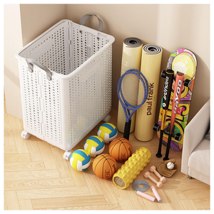 Collapsible Laundry Basket with Wheels - White