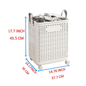 Collapsible Laundry Basket with Wheels - White