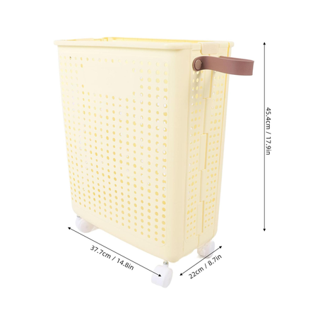 Collapsible Laundry Basket with Wheels - Beige