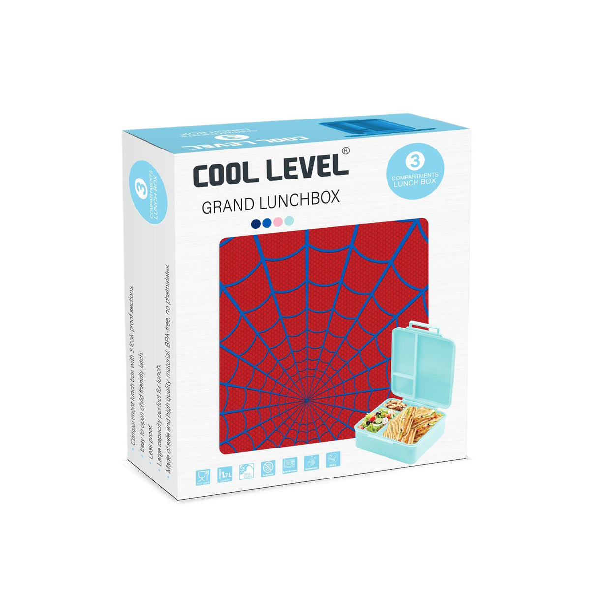 كول ليفل علبة أكل صحي مُقسّمة – سبايدرمان مقسمة