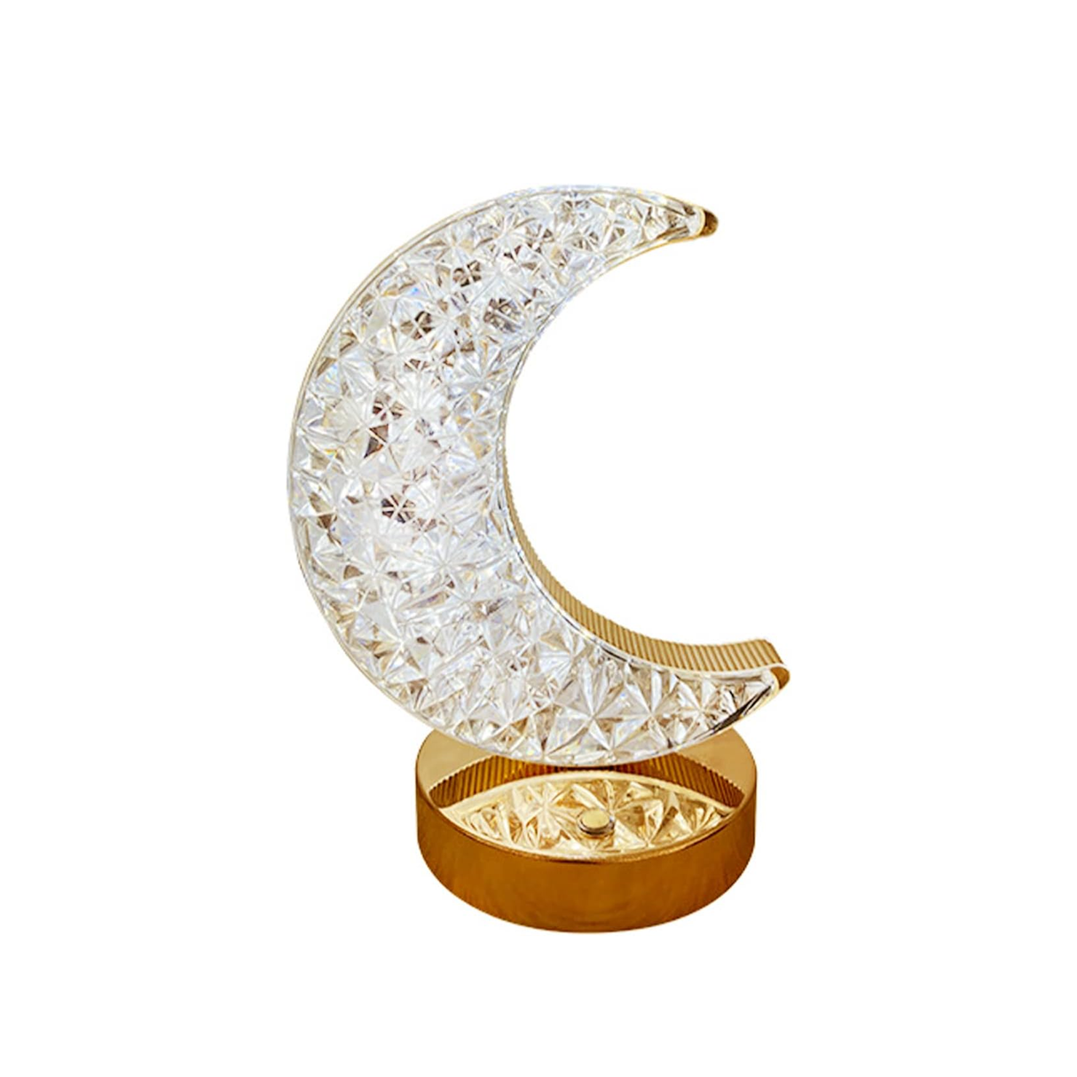 مصباح طاولة ومكتب على شكل قمر مع كريستال و3 أوضاع للضوء