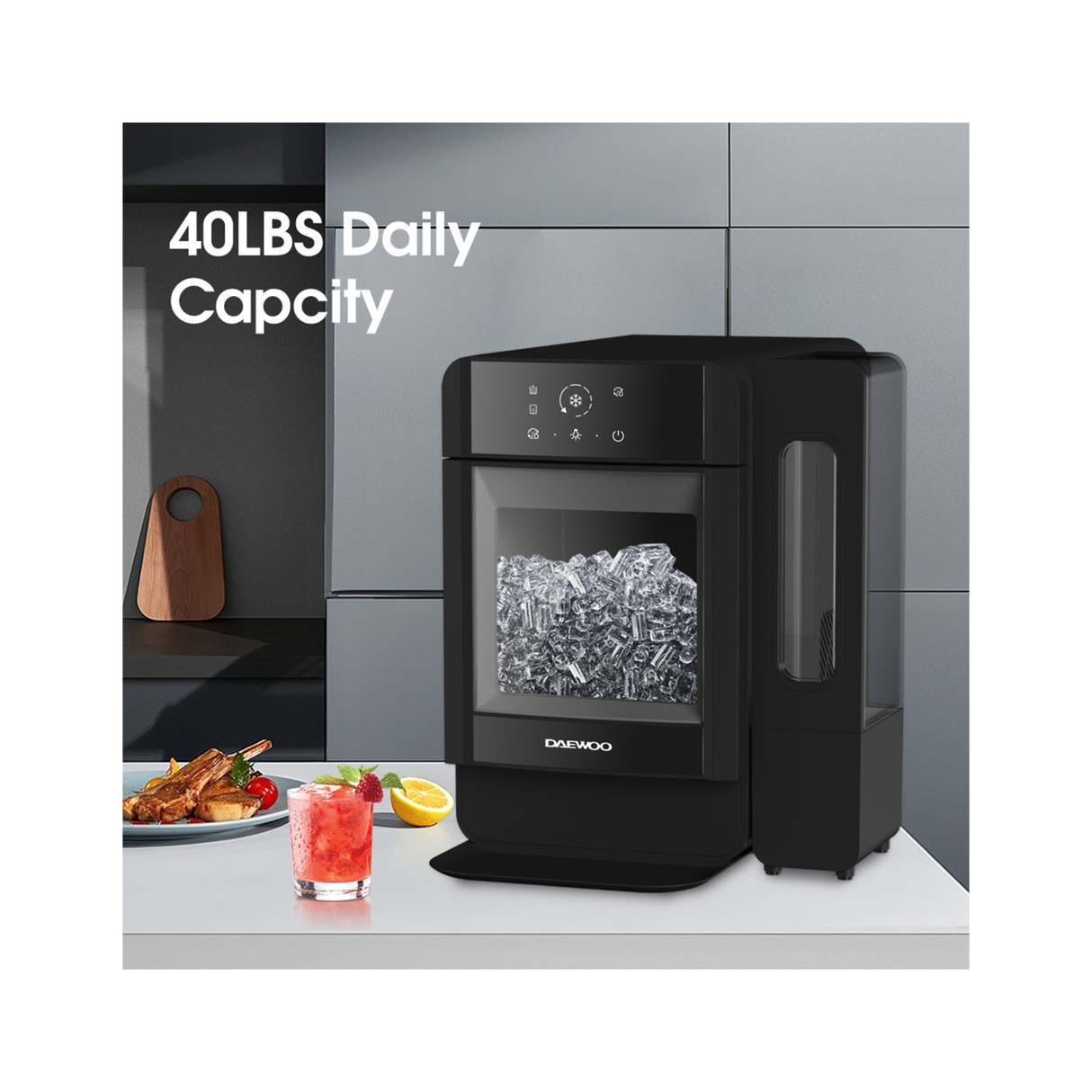 Daewoo Nugget Ice Maker Machine 165W - 3.4L Water Tank - Black
