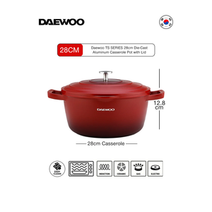 دايو قدر طهي تي إس سيريز غير لاصق مطلي بالجرانيت مع غطاء - 28 سم