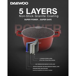 دايو قدر طهي تي إس سيريز غير لاصق مطلي بالجرانيت مع غطاء - 32 سم