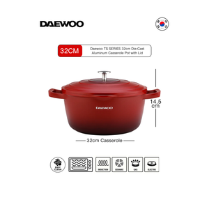 دايو قدر طهي تي إس سيريز غير لاصق مطلي بالجرانيت مع غطاء - 32 سم