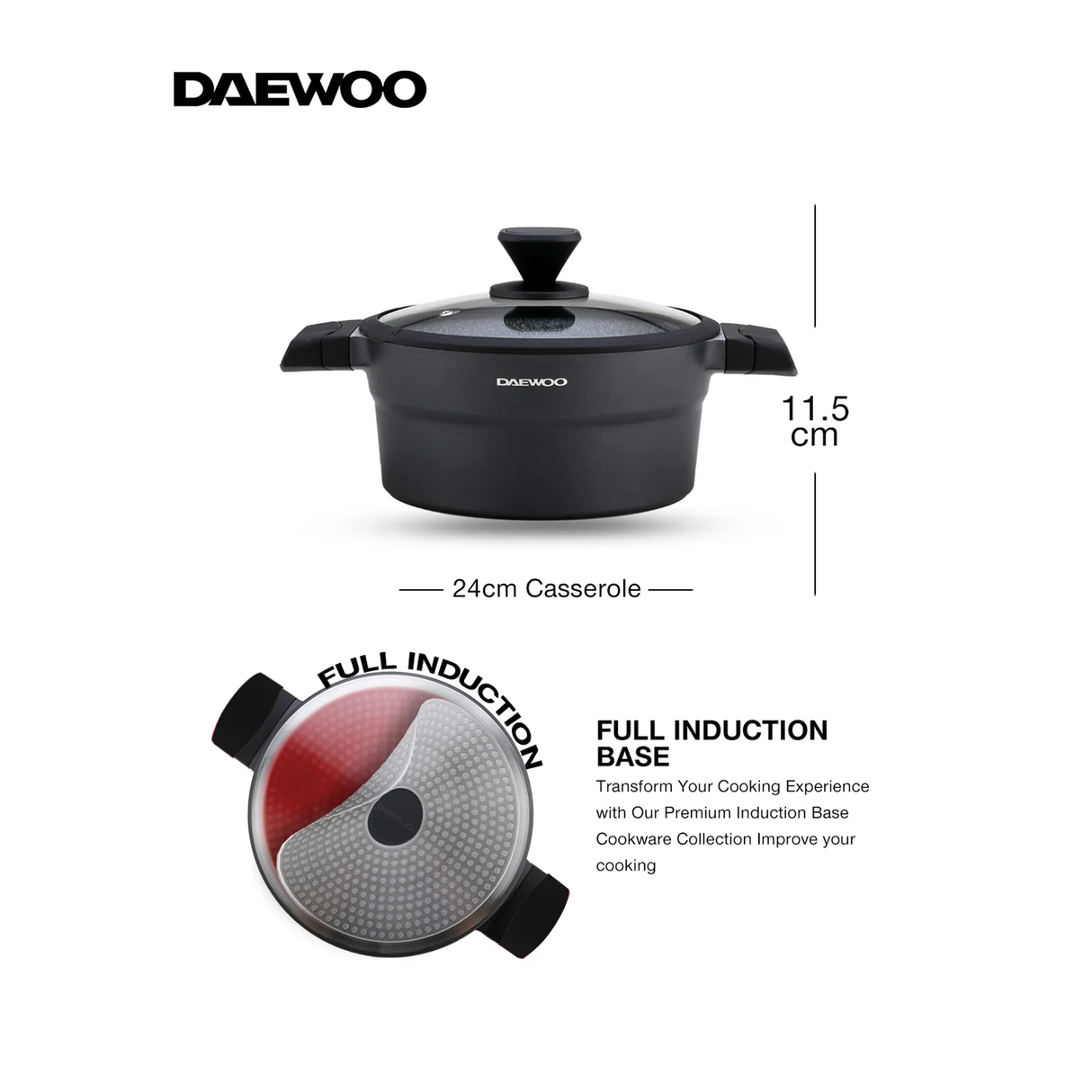 دايو قدر طهي إكس سيريز غير لاصق مطلي بالجرانيت مع غطاء - 24 سم 