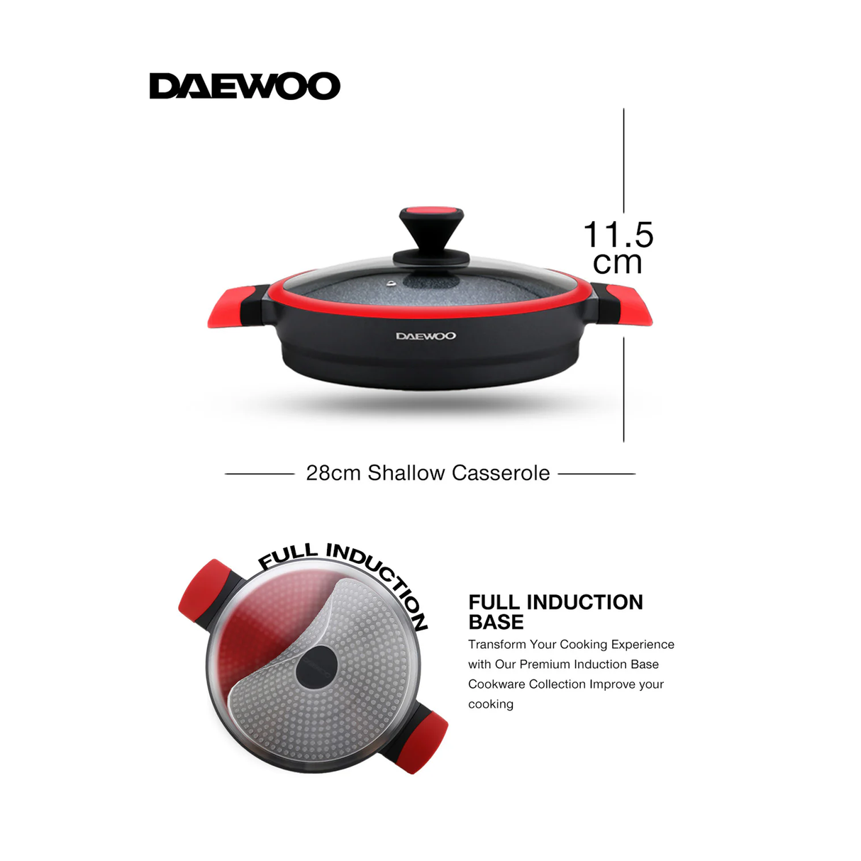دايو طاجن إكس سيريز غير لاصق مطلي بالجرانيت مع غطاء - 28 سم
