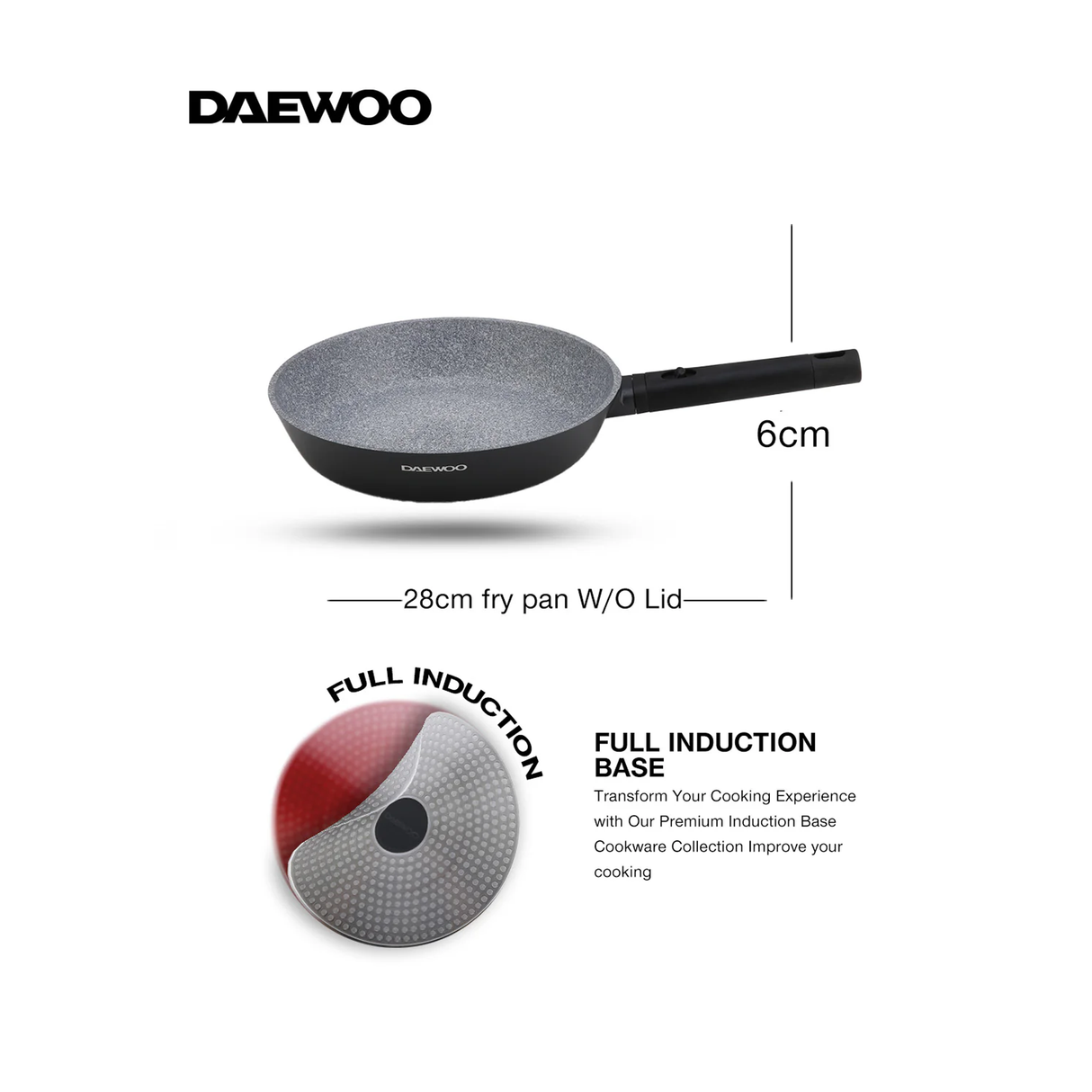 دايو مقلاة تي إس سيريز المطلية بالجرانيت غير اللاصقة - 28 سم