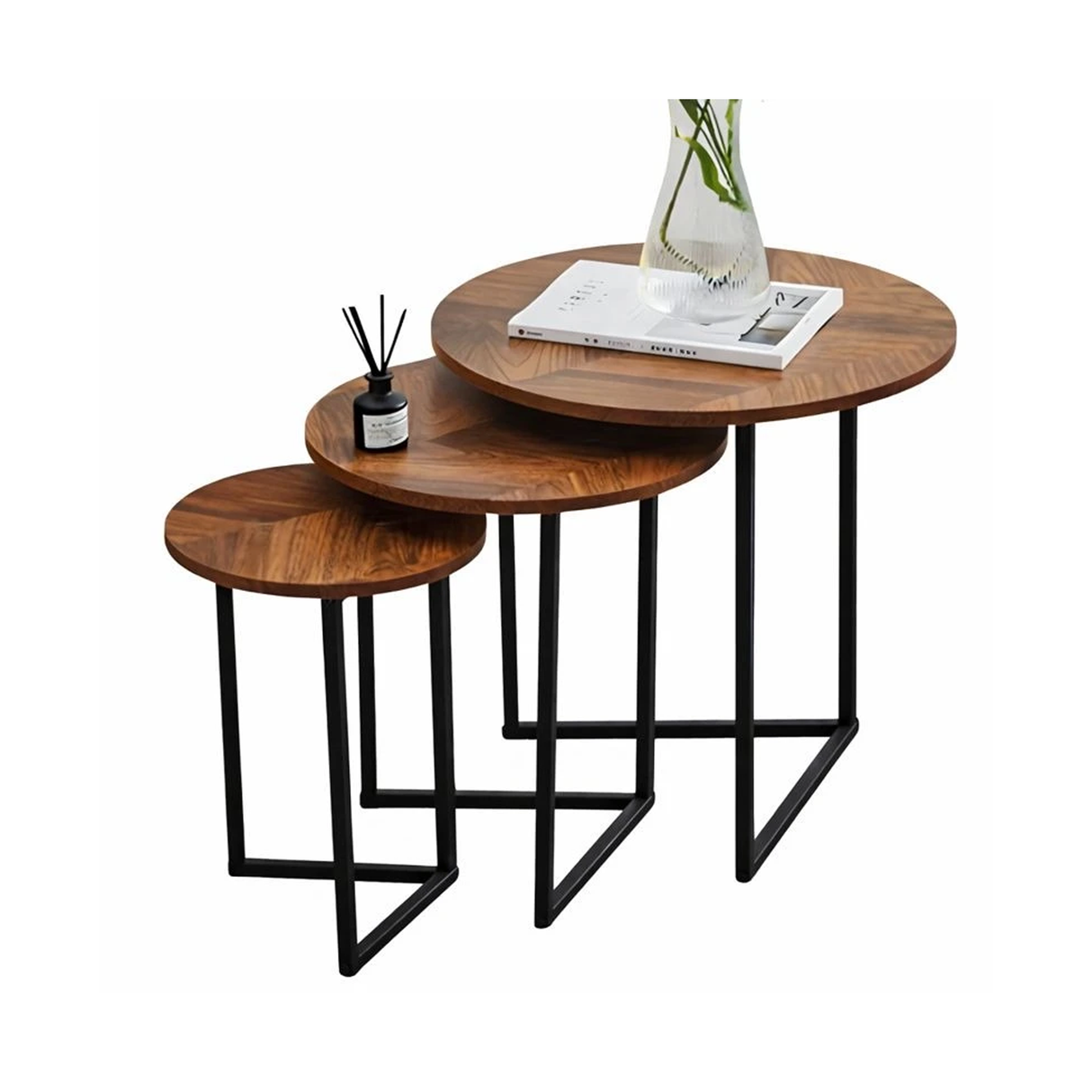 Dark Walnut Coffee Table Set of 3
