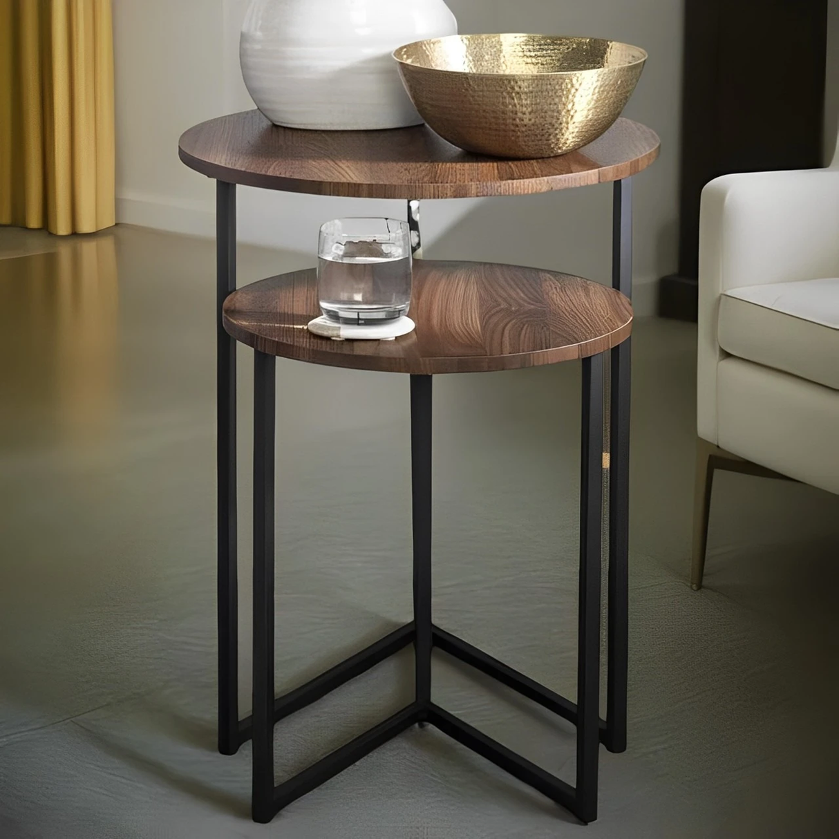 Dark Walnut Coffee Table Set of 3
