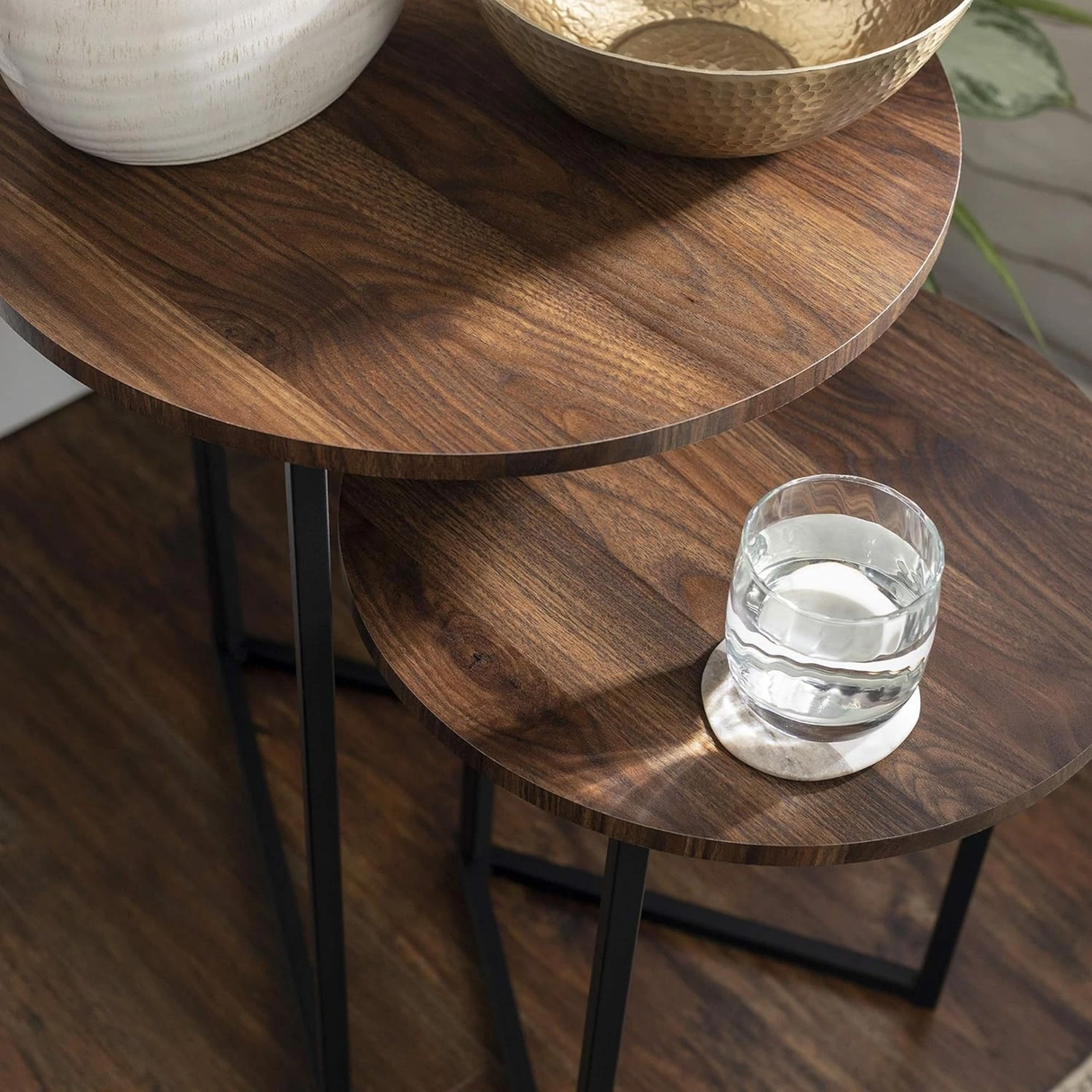 Dark Walnut Coffee Table Set of 3