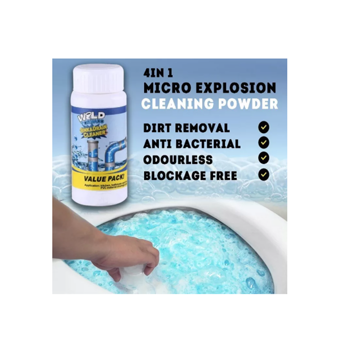 Pipe Blockage Powder Drain Sink Blockage and Pipe Cleaning Solvent Powder Pack of 3 – Zayoom