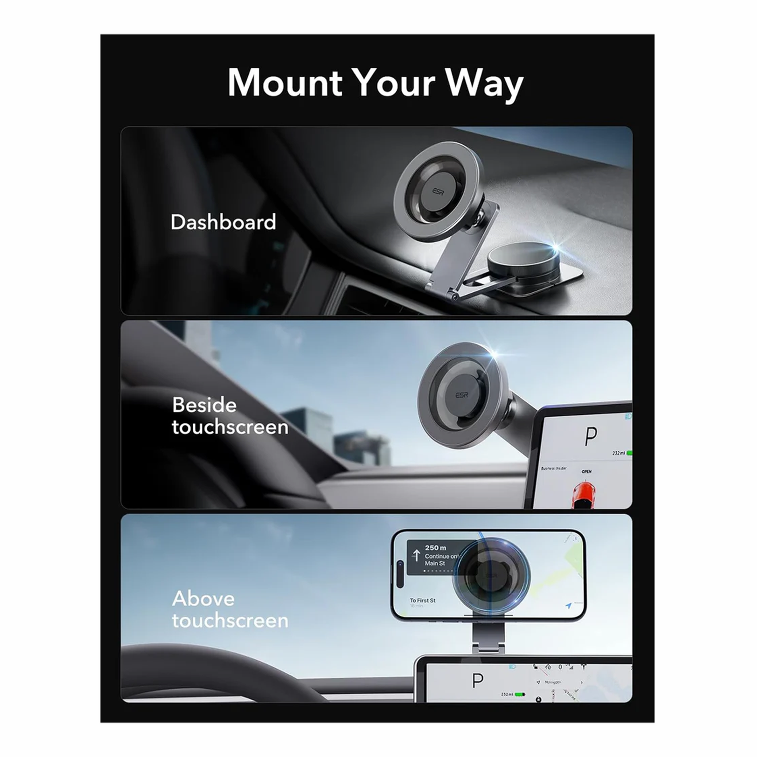 ESR Dashboard Touchscreen Magsafe Car Phone Mount HaloLock