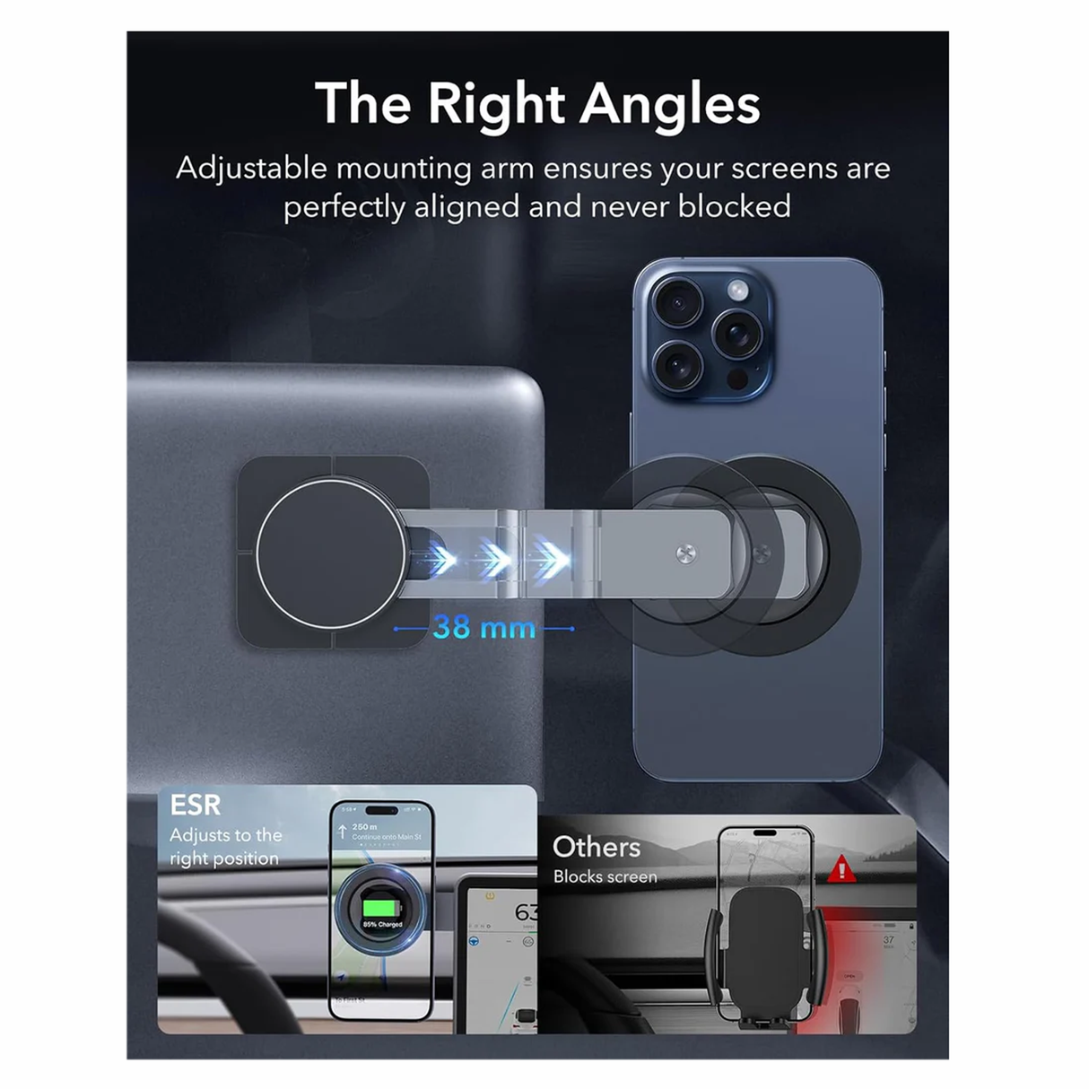 ESR Dashboard Touchscreen Magsafe Car Phone Mount HaloLock