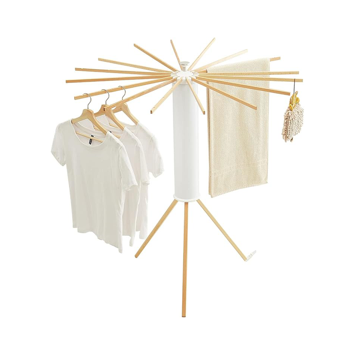 علاقة ملابس أنيقة قابلة للتمدد بتصميم أخطبوط وقاعدة علوية خشبية