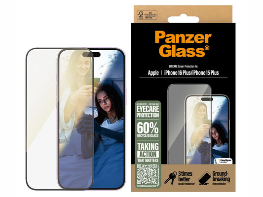 PanzerGlass® EyeCare Screen Protector iPhone 16 Plus 6.7 Inch Ultra - Wide Fit