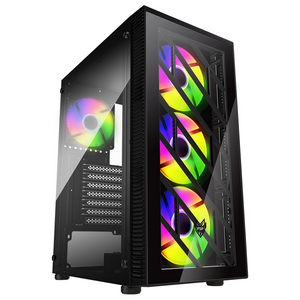FSP CMT192 Tempered Glass ATX Mid Tower Gaming PC Case - Black (4 ARGB Fans Included)